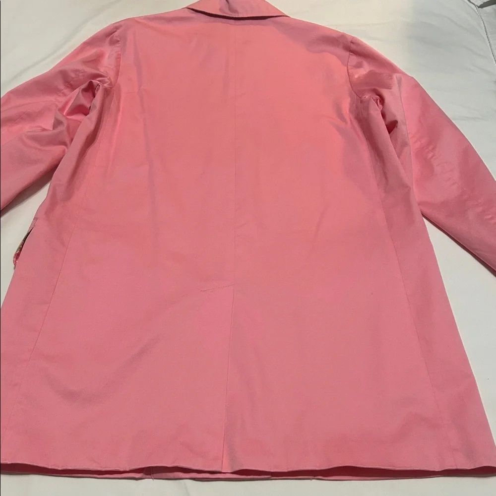 Lilly Pulitzer Pink Collared Trench Coat Cotton L